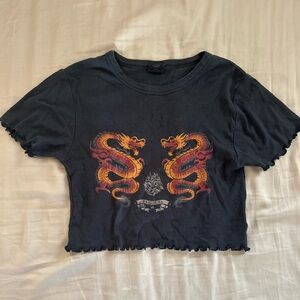 Urban outfitters lettuce cut dragon print crop top